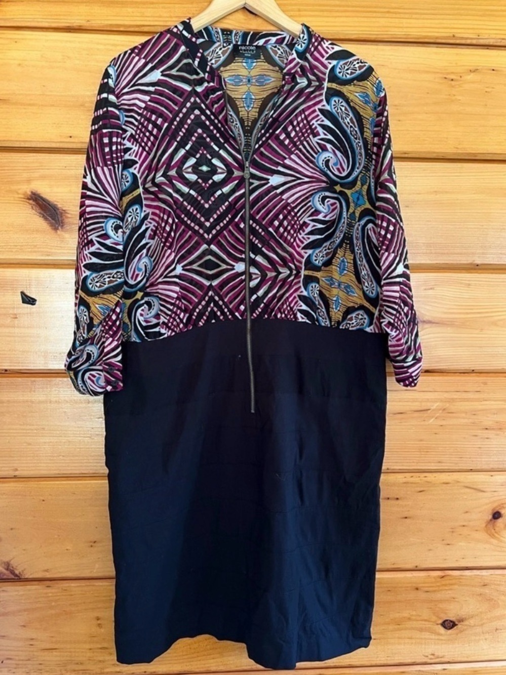 NICOLE MILLER WOMAN Sheath was Zipper Dress PLUS SIZE 22W Red Black Multi Caree